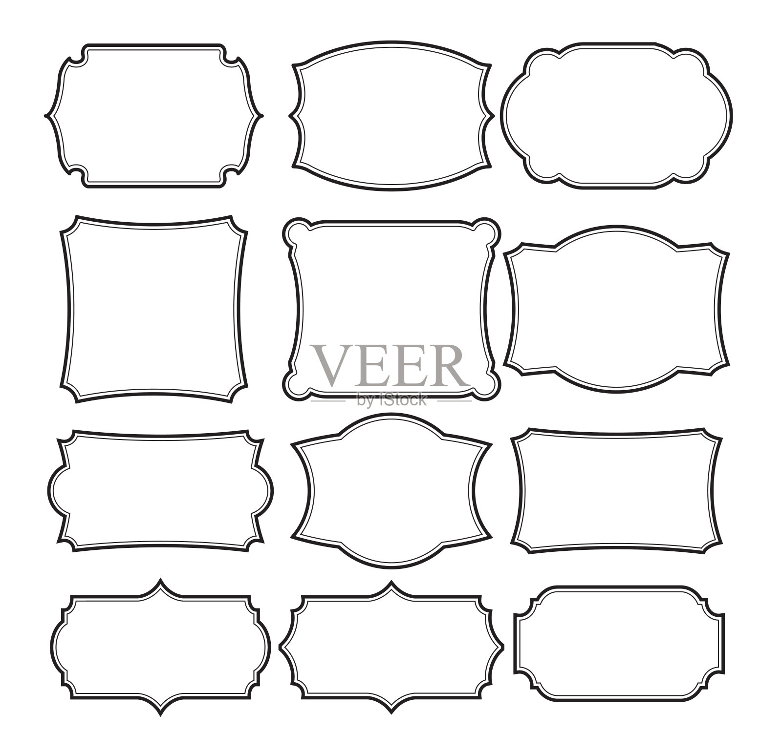 一套框架边框设计复古插画图片素材