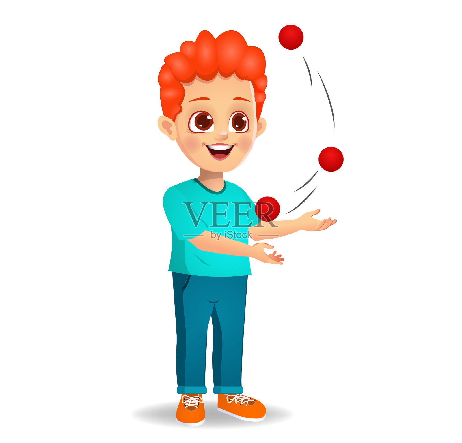 可爱的小男孩玩杂耍插画图片素材