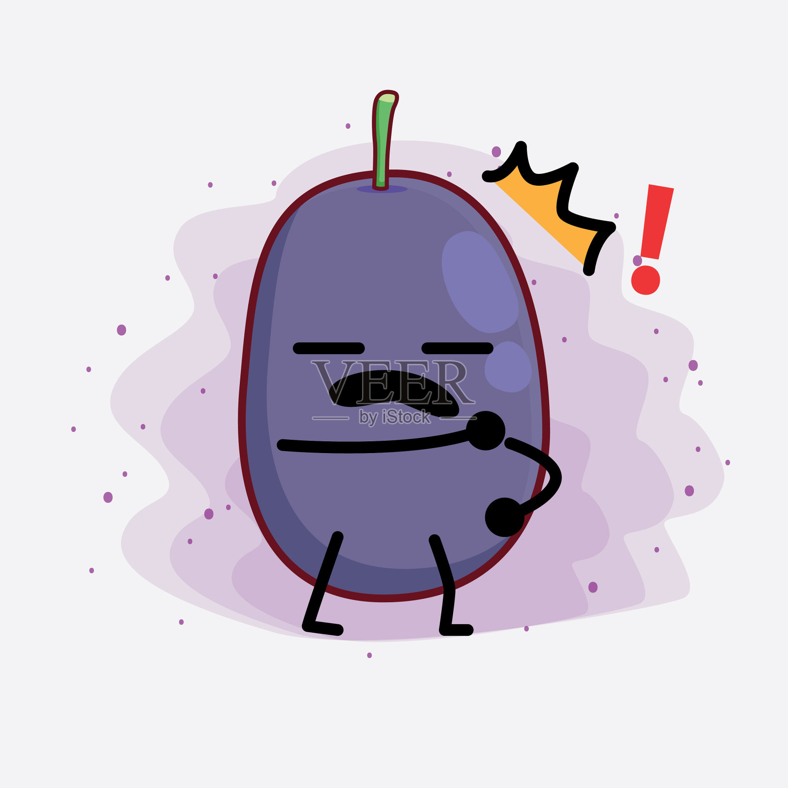 爪哇梅子水果可爱的性格与简单的脸插画图片素材