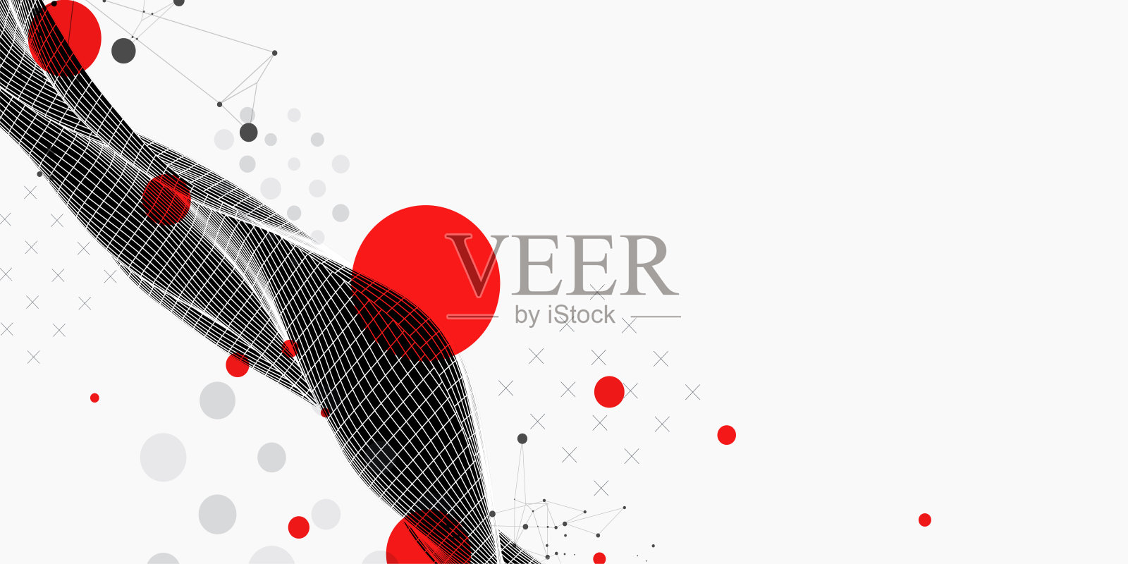 线框波。时尚的流体封面设计,具有丛状效果。技术背景。插画图片素材