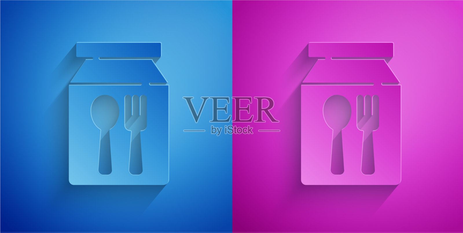 剪纸在线订餐和快餐外卖插画图片素材