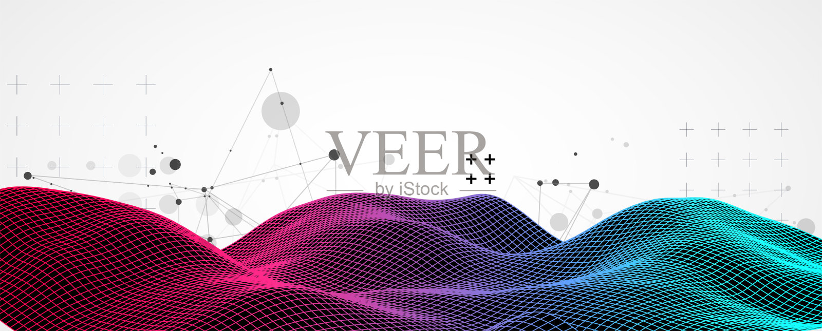 线框波。时尚的流体封面设计,具有丛状效果。技术背景。插画图片素材