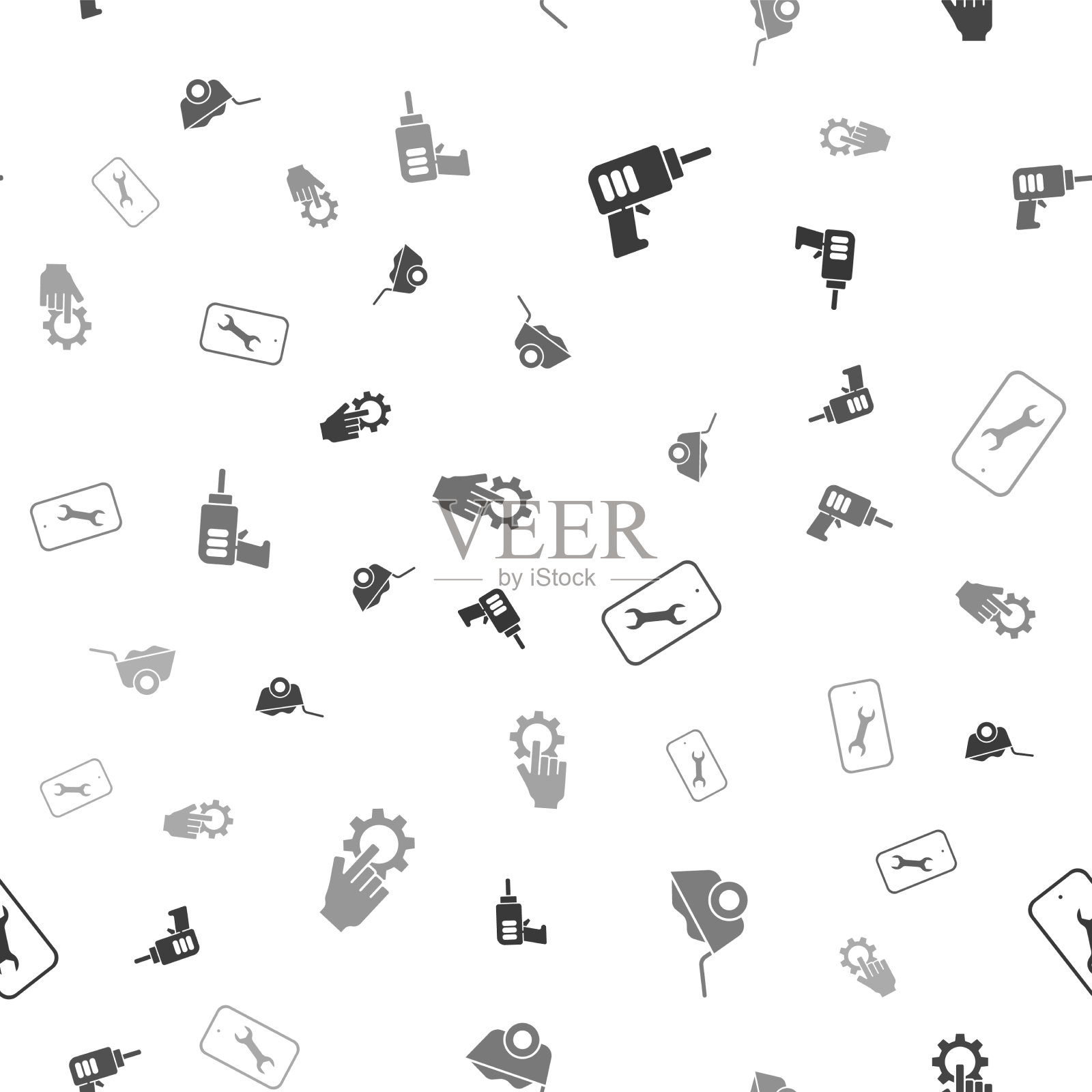 设置电动钻床手推车移动图标素材