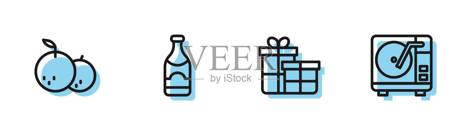 套装线礼盒及香槟酒瓶图标素材