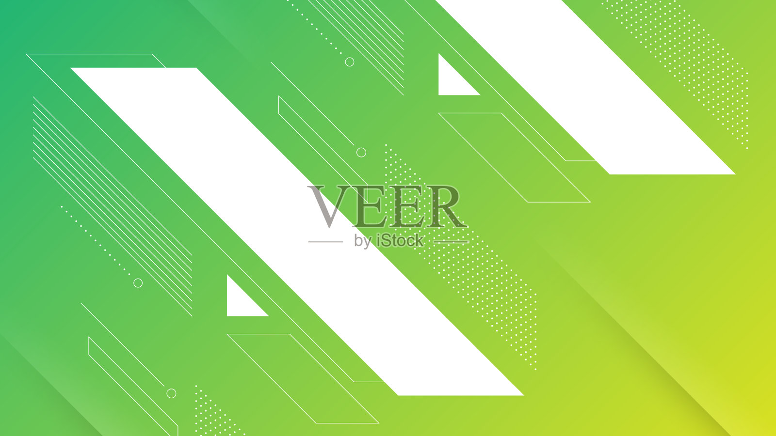 抽象的现代背景与充满活力的绿色黄色梯度和波普艺术元素。插画图片素材