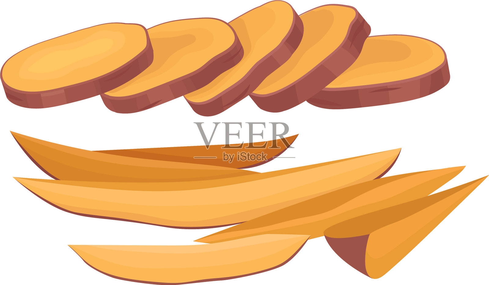 切碎的甘薯或大块的巴塔塔淀粉插画图片素材
