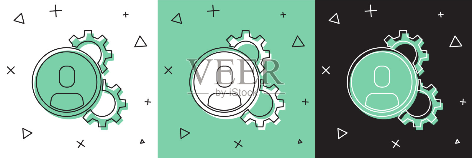 集头狩猎图标孤立在白色和绿色图标素材