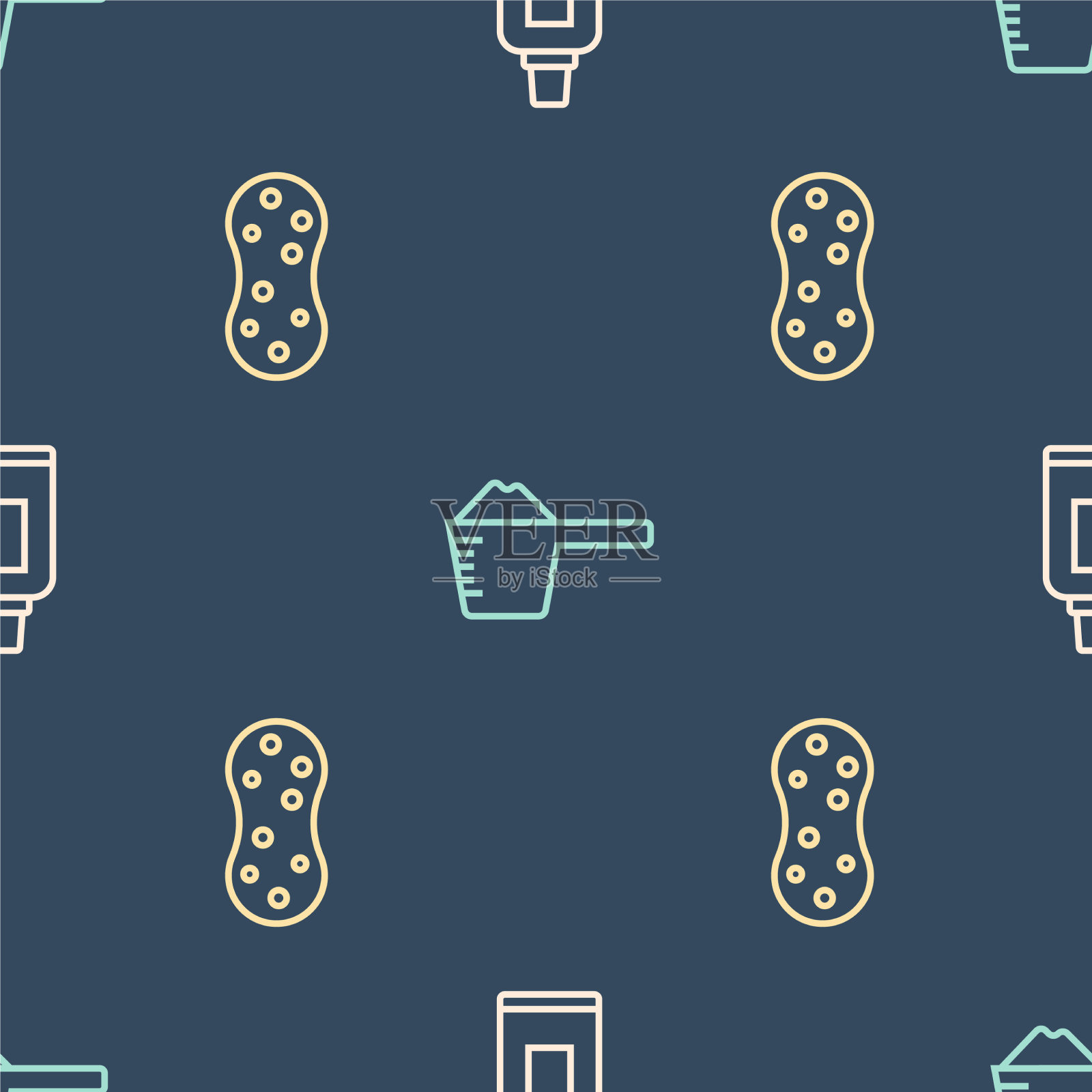 设线瓶供海绵和清洁剂使用图标素材