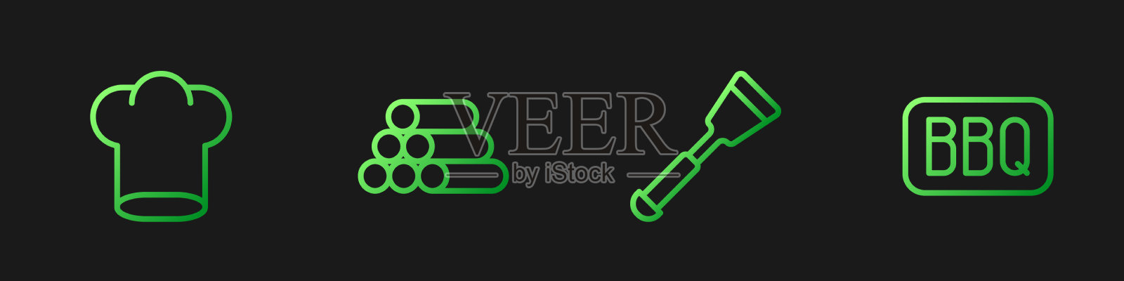 厨师长帽和原木摆线抹刀图标素材