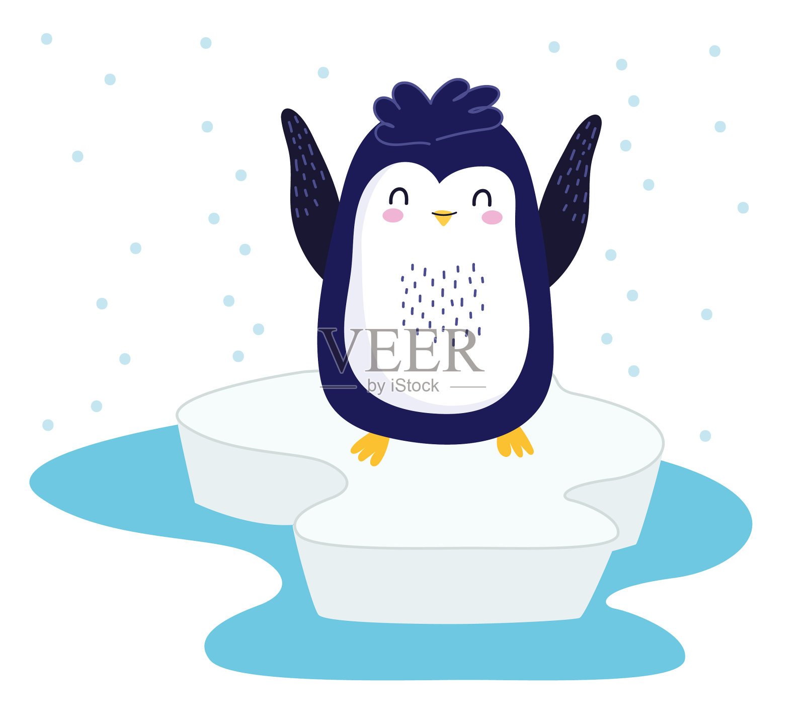 企鹅冰雪插画图片素材
