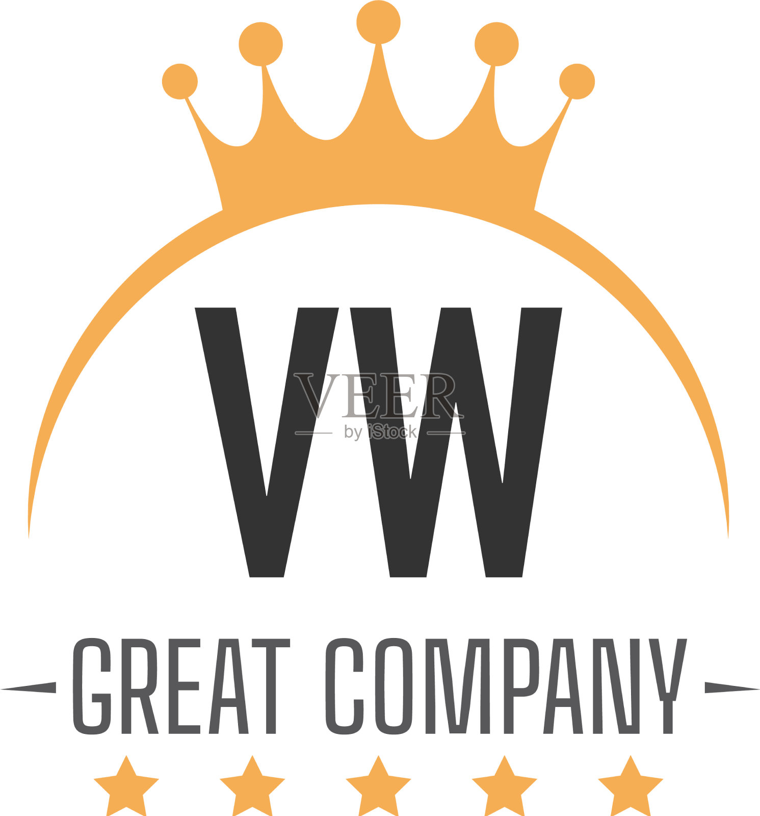 首字母大众车王设计标志概念王插画图片素材