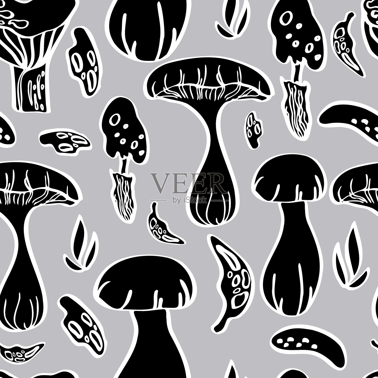 无缝模式许多蘑菇插画图片素材