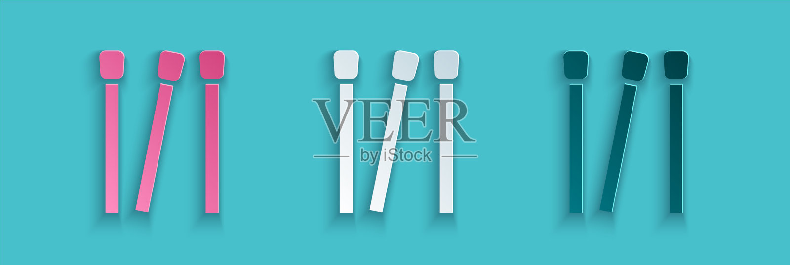 剪纸匹配图标孤立在蓝色背景插画图片素材