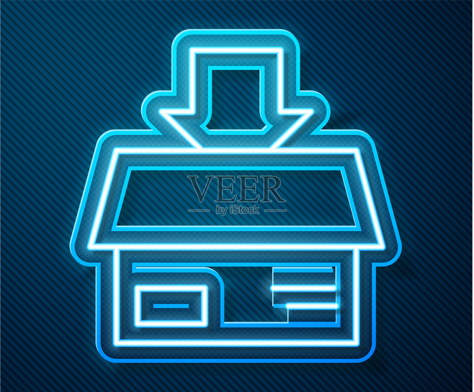 发光的霓虹灯线纸板箱图标插画图片素材