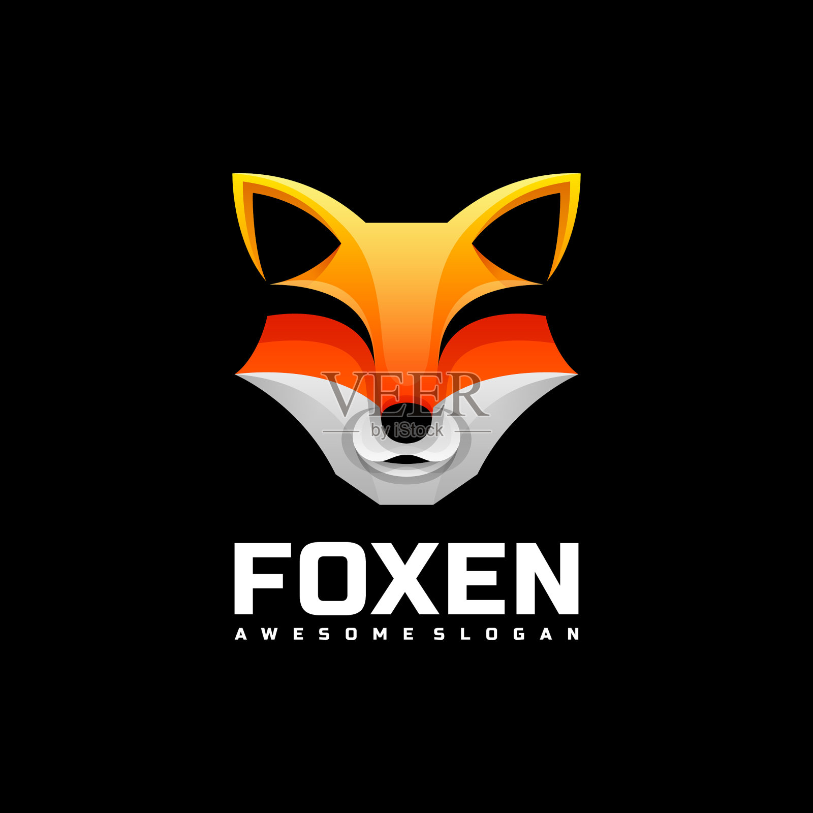 标志狐狸精渐变色彩风格插画图片素材