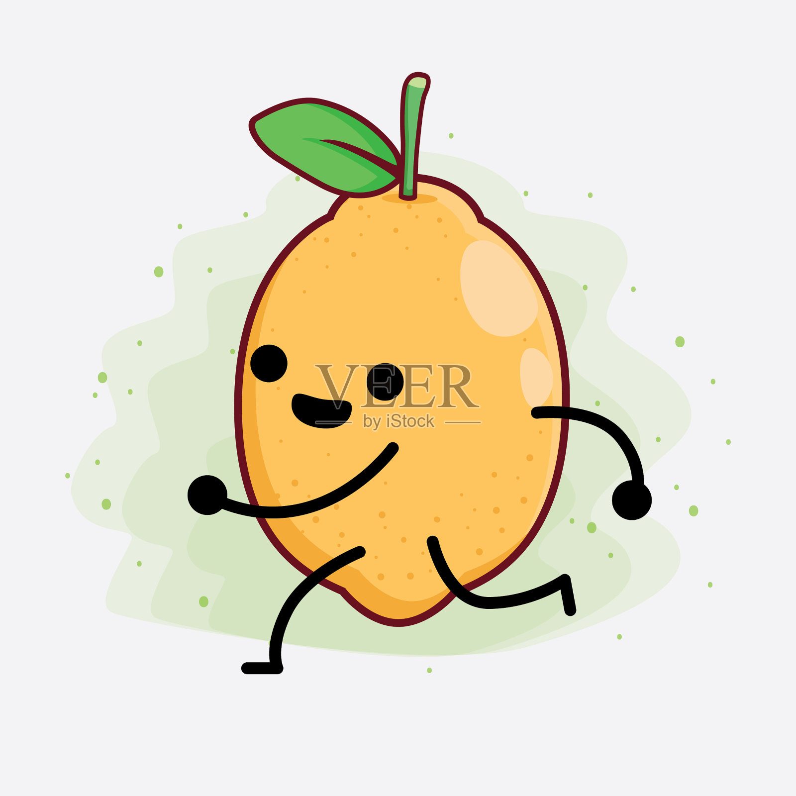 柠檬水果可爱的性格与简单的脸手插画图片素材