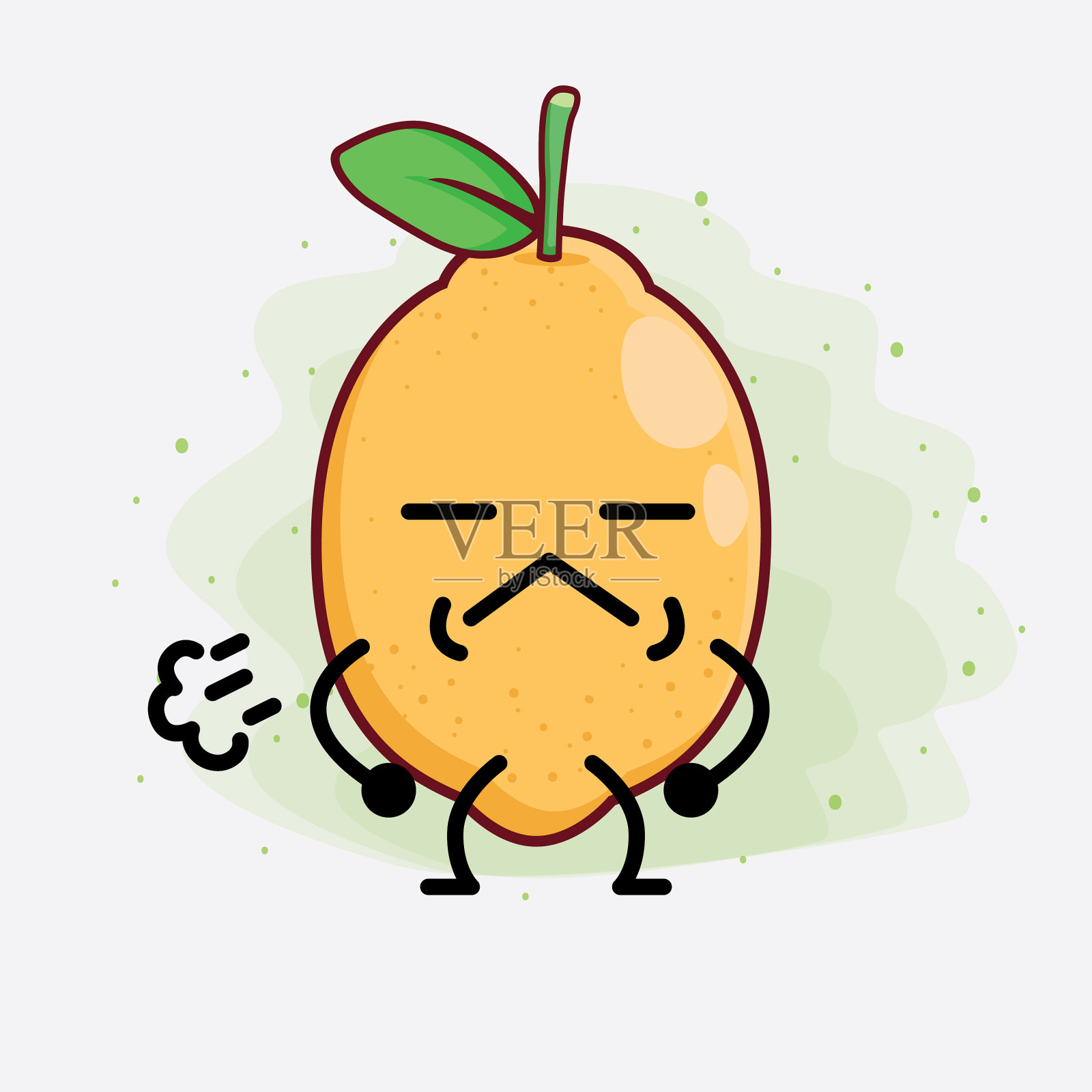 柠檬水果可爱的性格与简单的脸手插画图片素材