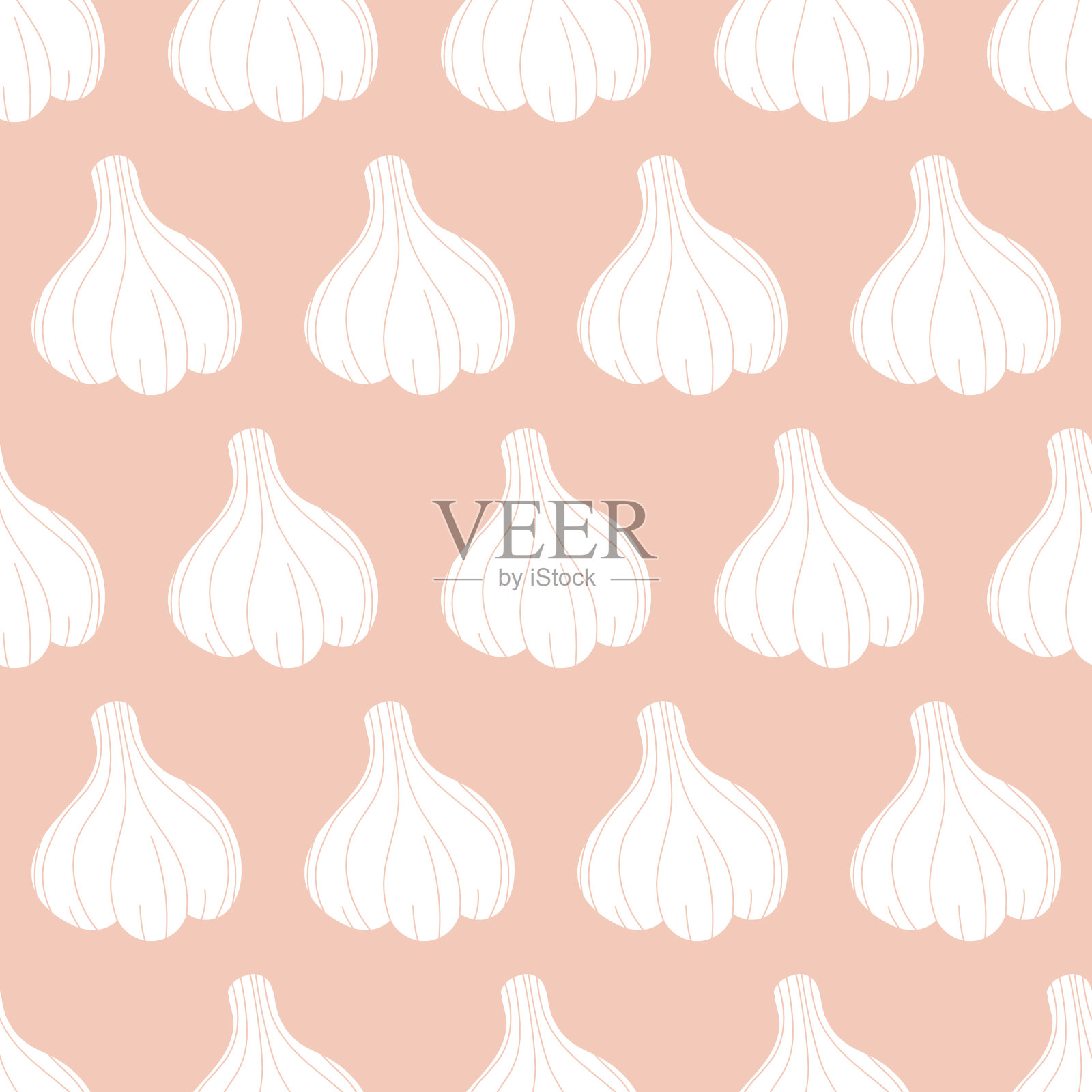 白色蒜茎无缝图案背景插画图片素材