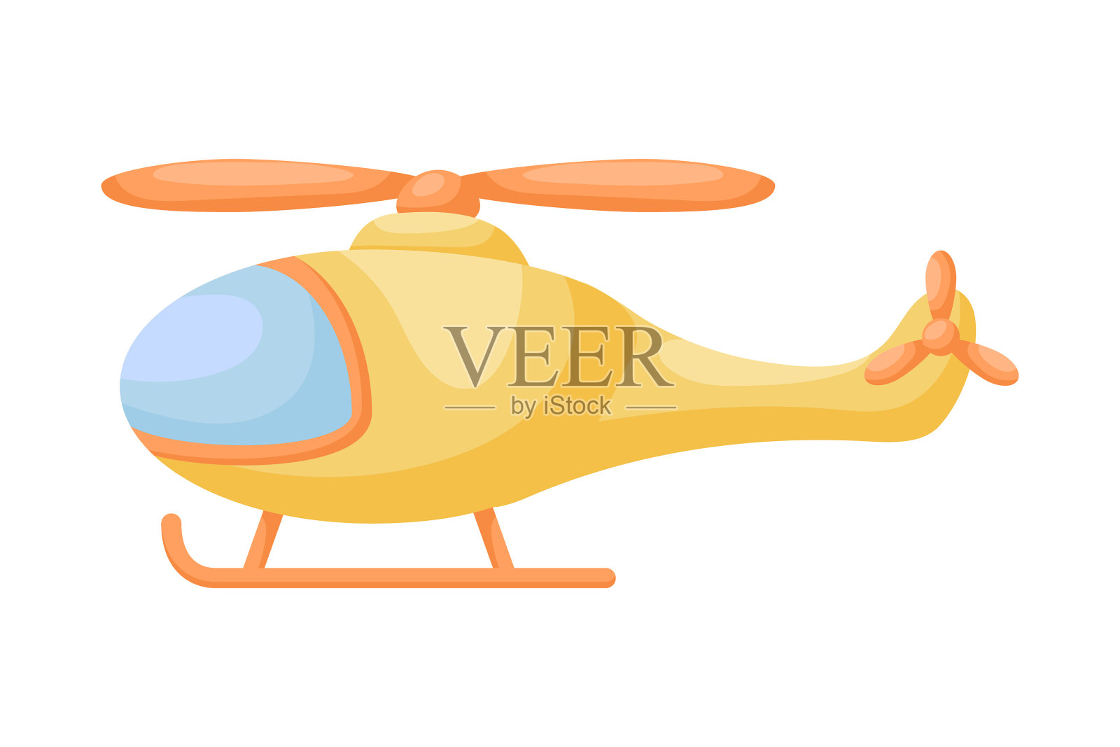 白色背景上可爱的黄色直升机插画图片素材