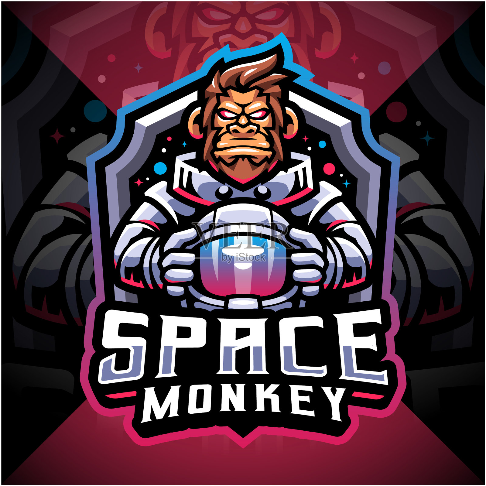 太空猴子电竞吉祥物logo设计插画图片素材