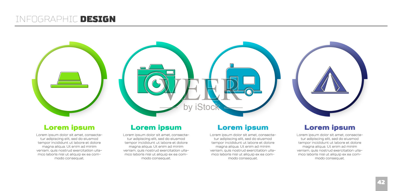 设置人帽与缎带摄影相机房车露营插画图片素材