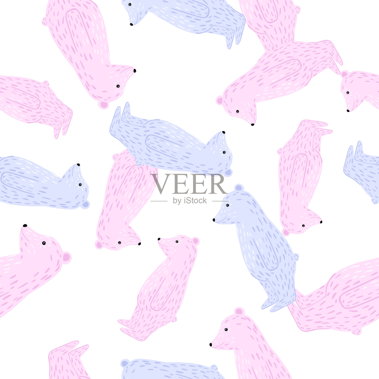 孤立的无缝模式与粉红色和蓝色插画图片素材