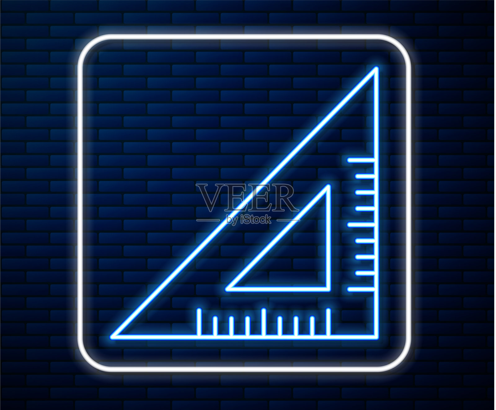 发光氖气线三角形标尺图标孤立插画图片素材