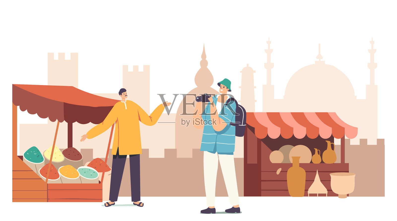 旅游男角色与相机制作设计元素图片