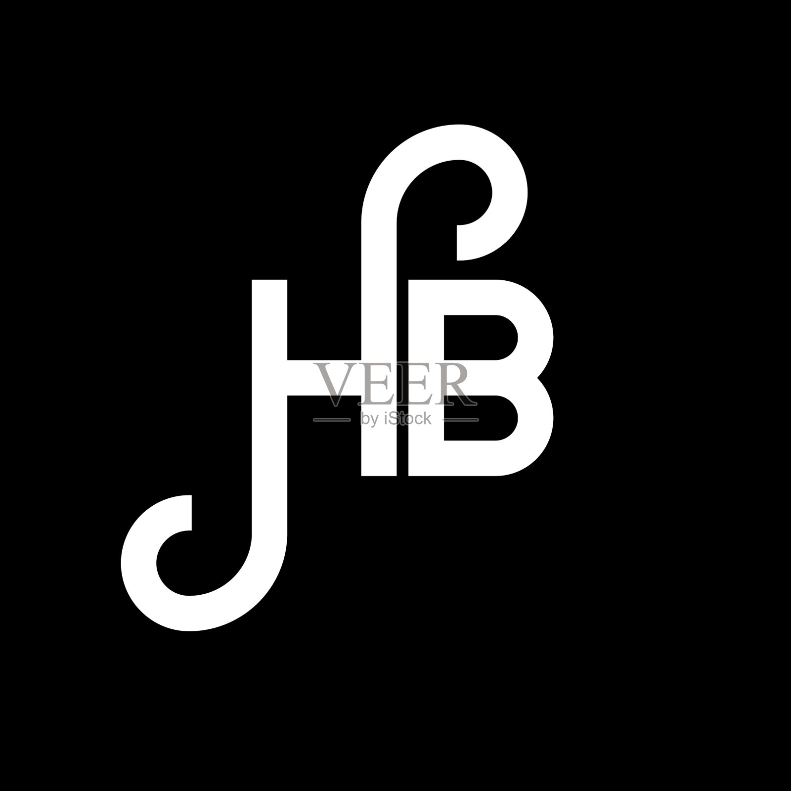 Hb字母标志设计上的黑色背景插画图片素材