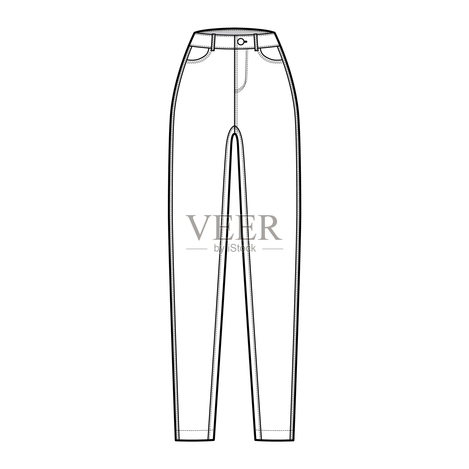 牛仔锥形牛仔裤技术时尚插画图片素材