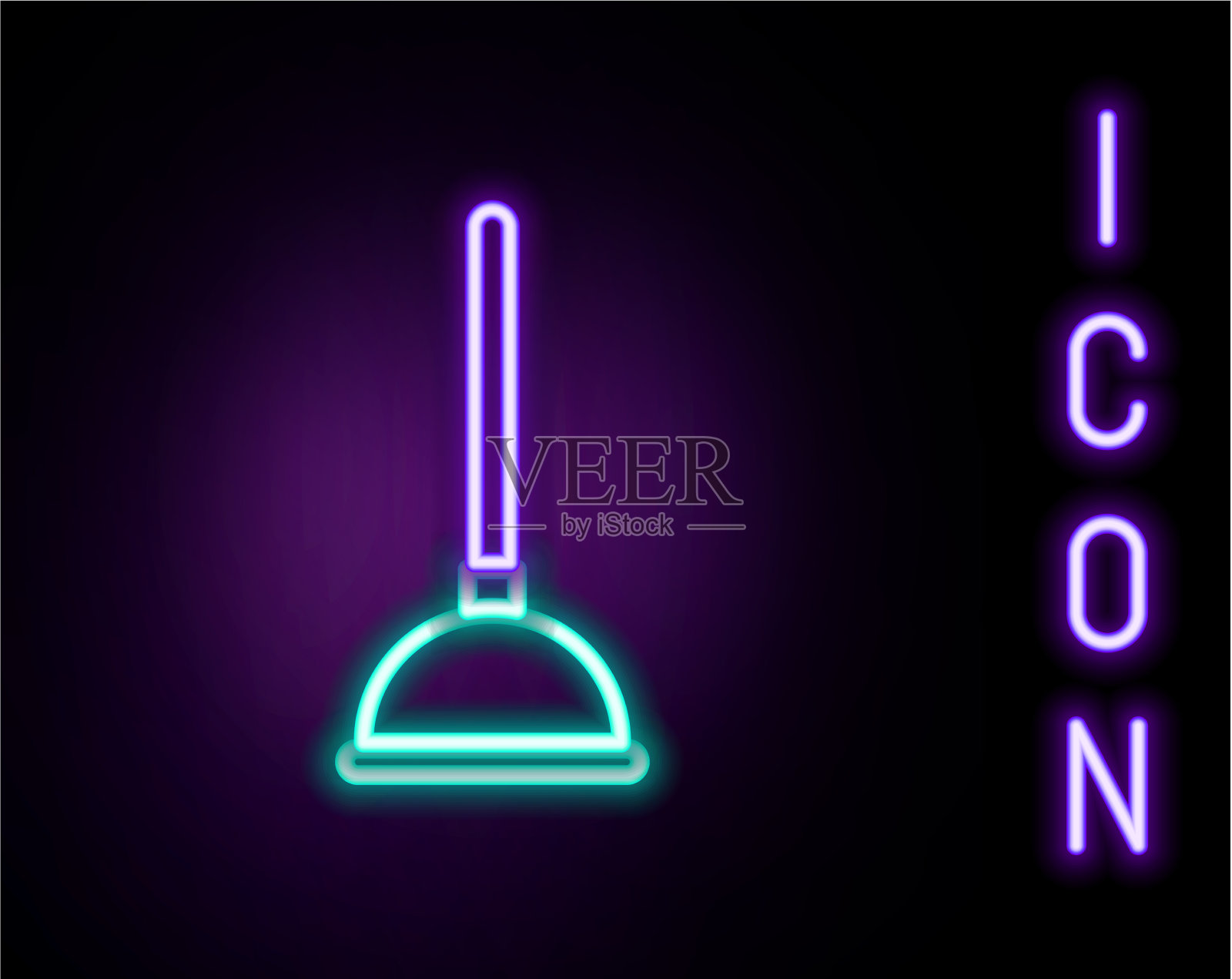 发光的霓虹灯线橡胶柱塞与木制插画图片素材