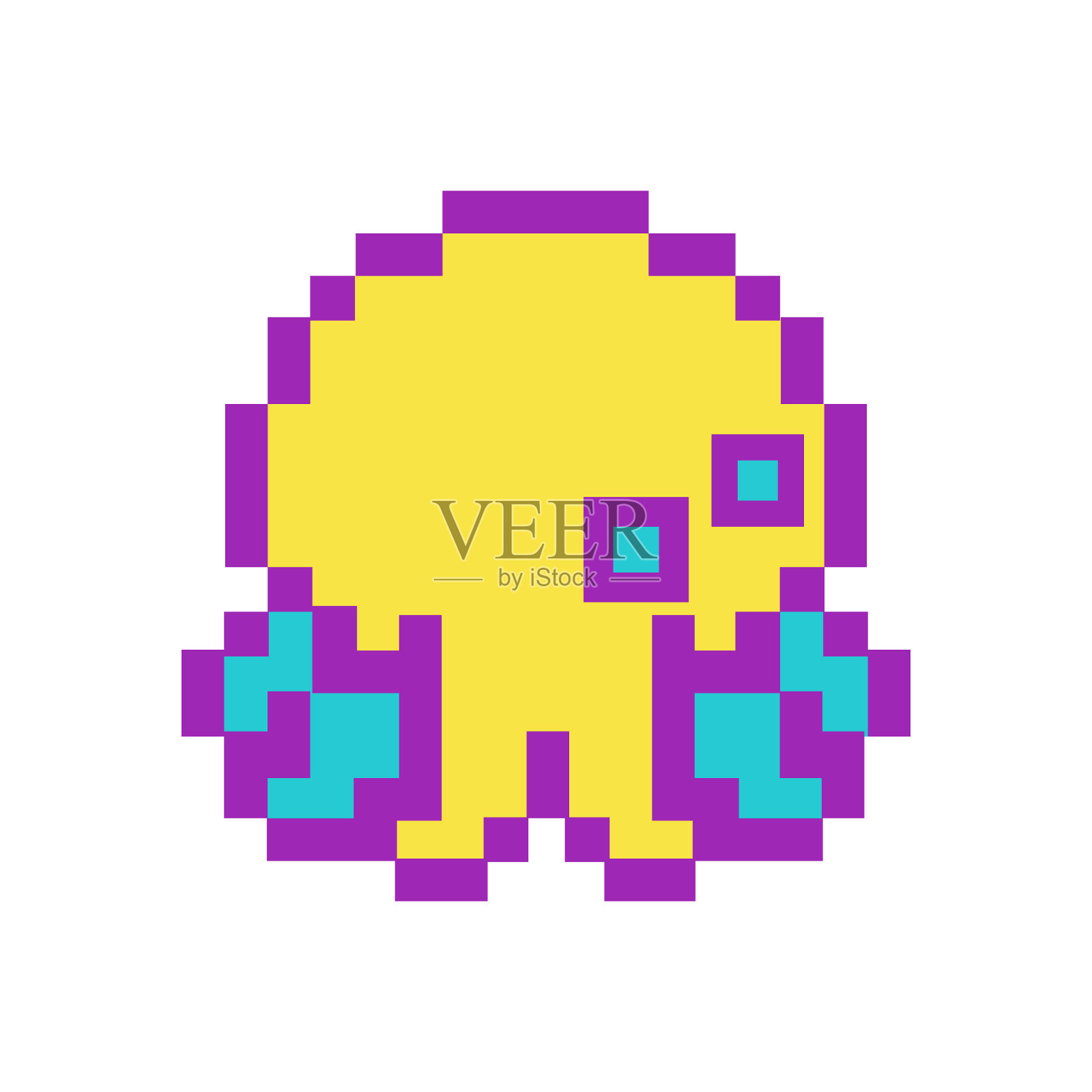 像素艺术水母在白色背景,8位矢量插图设计元素图片