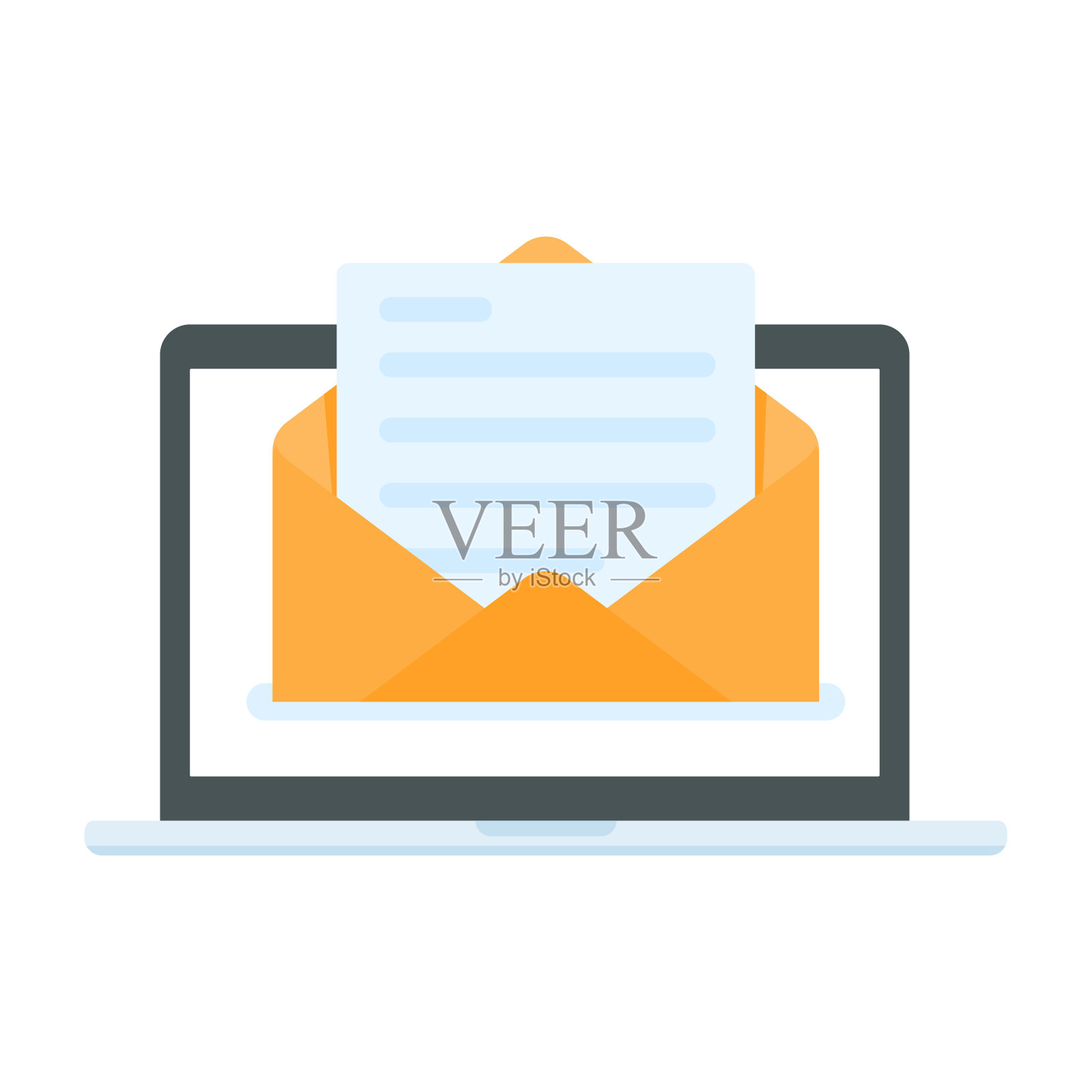 矢量字母计算机显示器电子邮件交流的概念插画图片素材