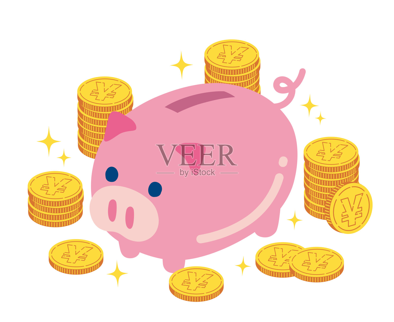 一个可爱的储蓄罐的插图插画图片素材