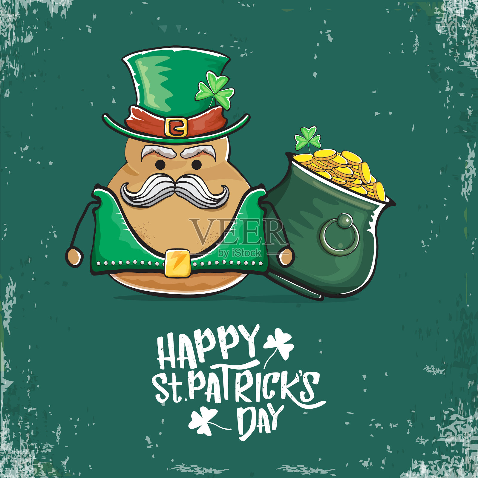 快乐的圣帕特里克节贺卡与funky插画图片素材