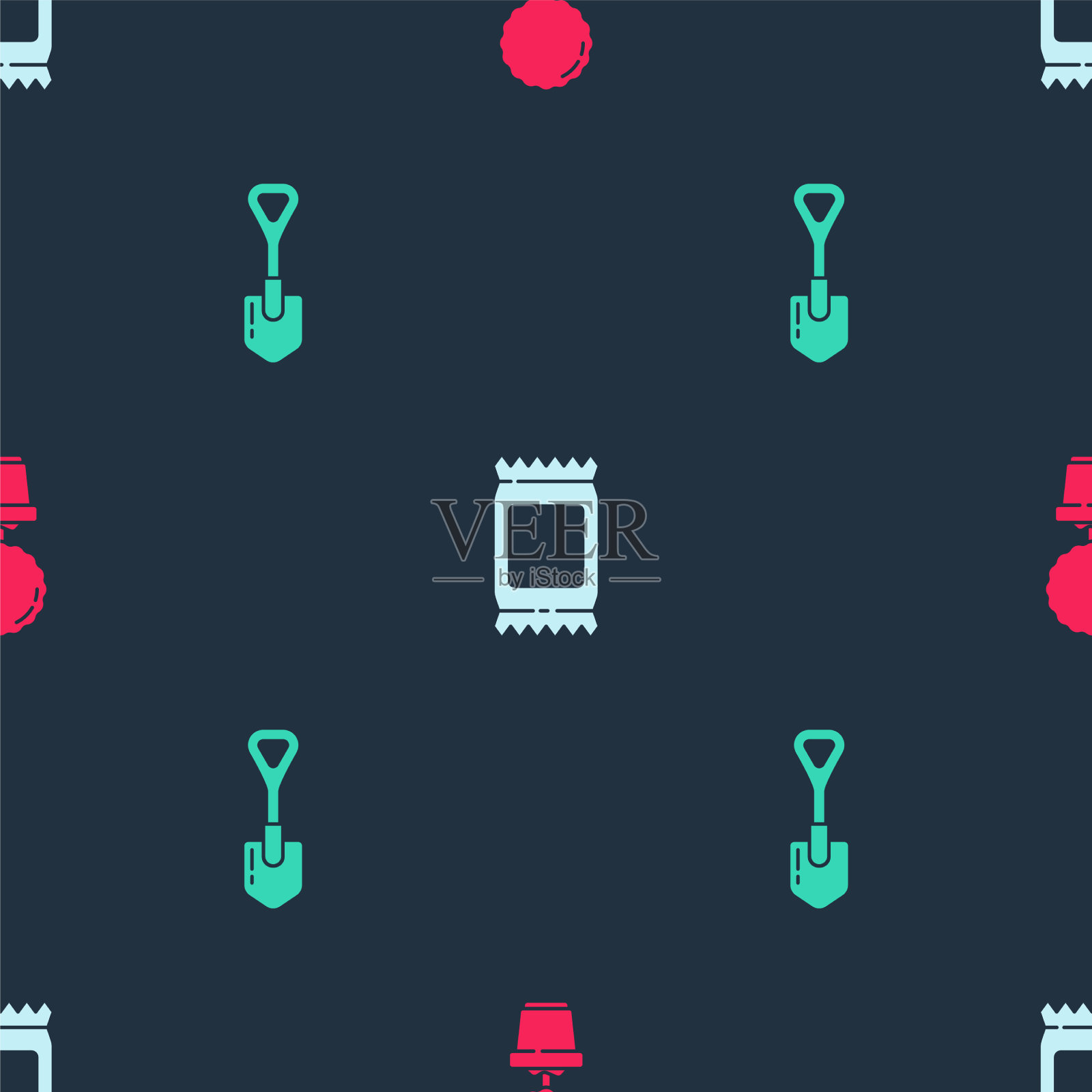 把花放在花盆肥料袋里,然后用铲子铲上图标素材