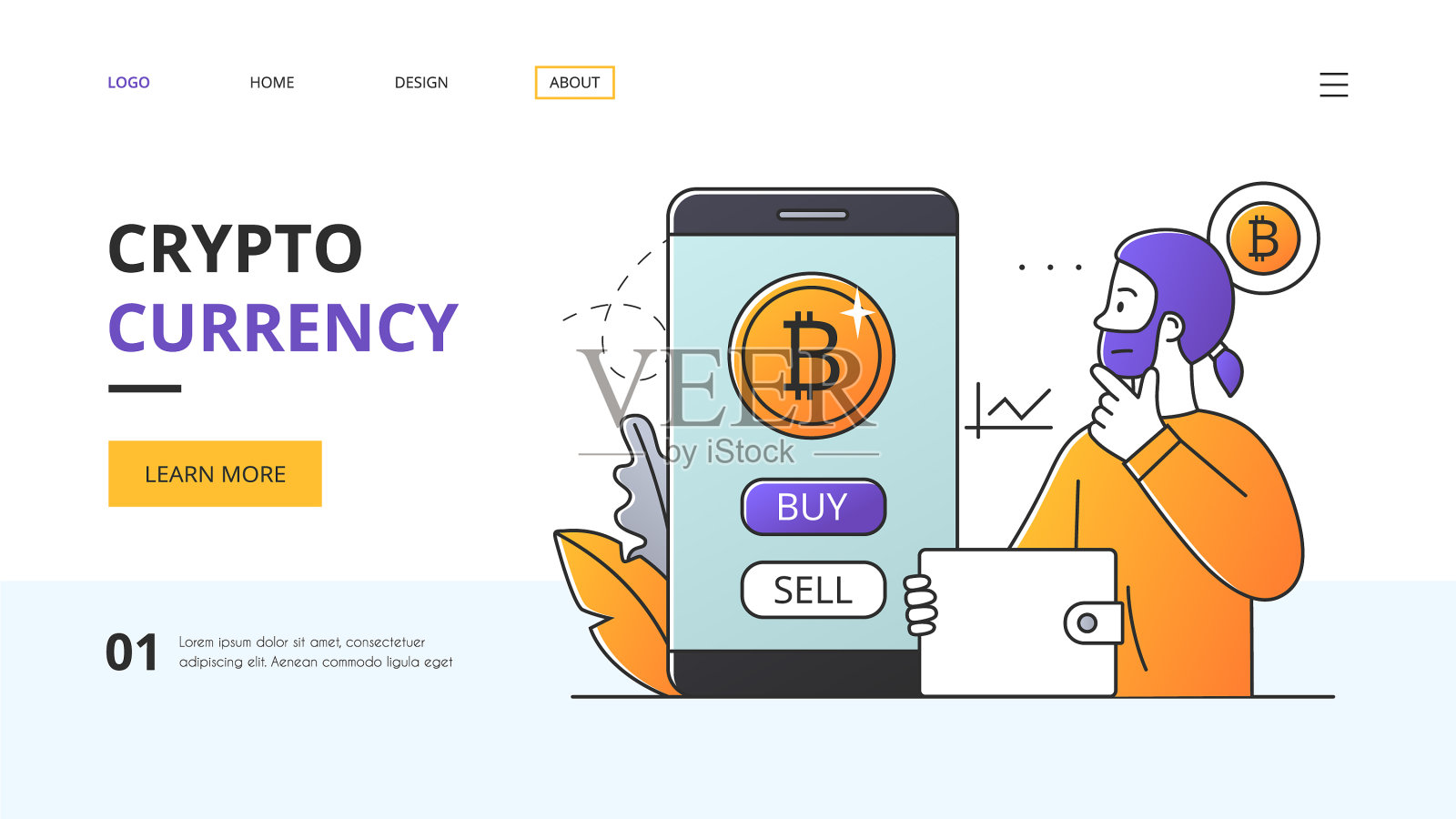 加密货币投资网站设计插画图片素材