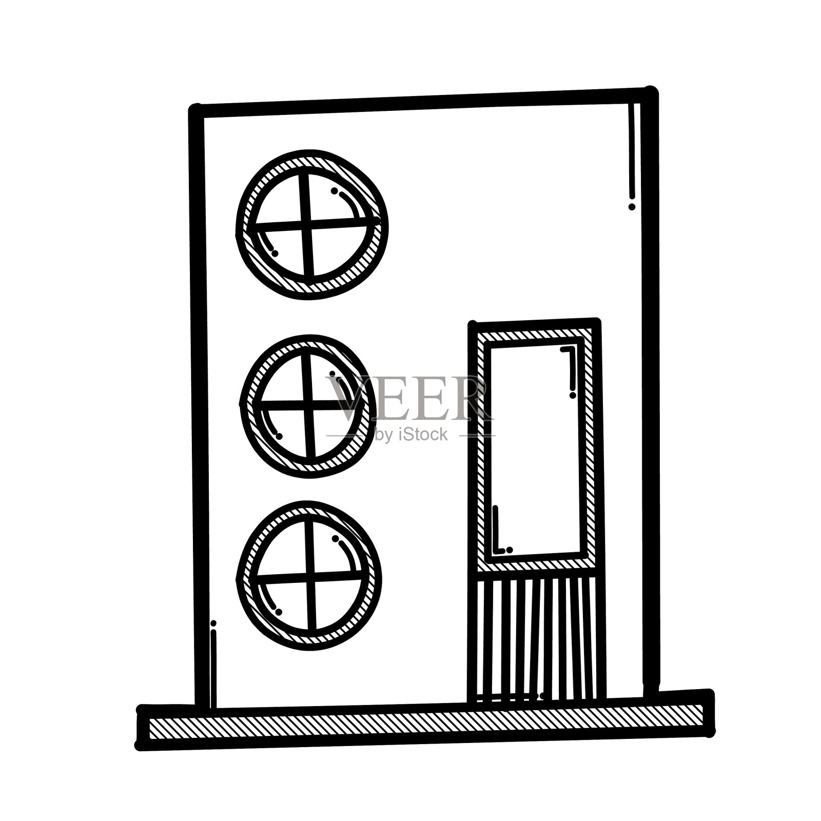 房屋建筑涂鸦图标手绘草图设计元素图片