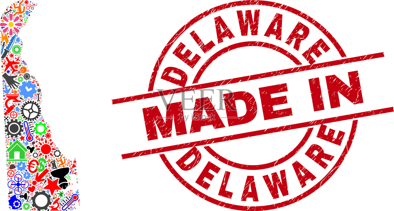 工程学院特拉华州地图和制作插画图片素材