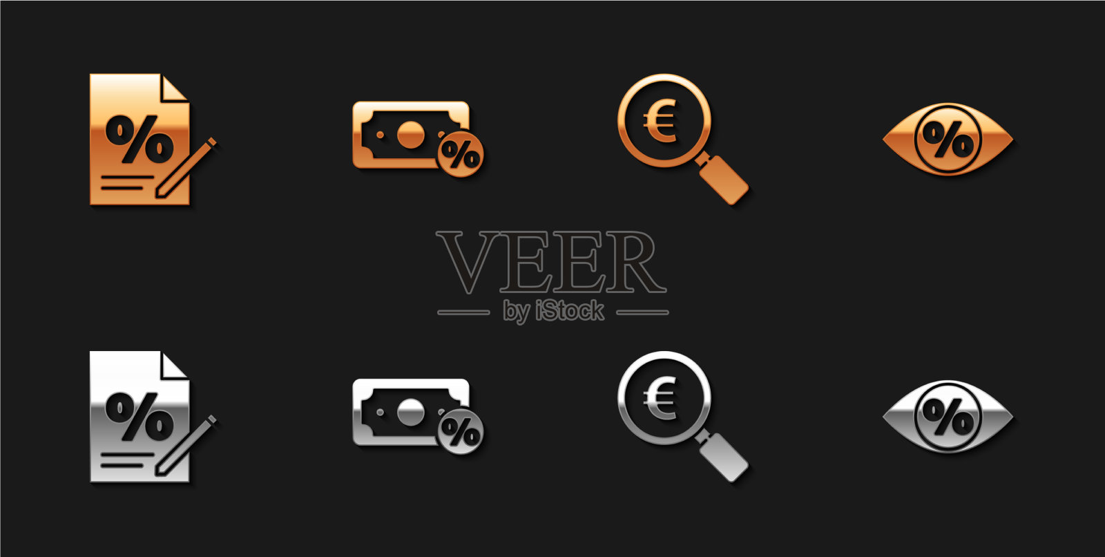 设定财务文件资金比例放大图标素材