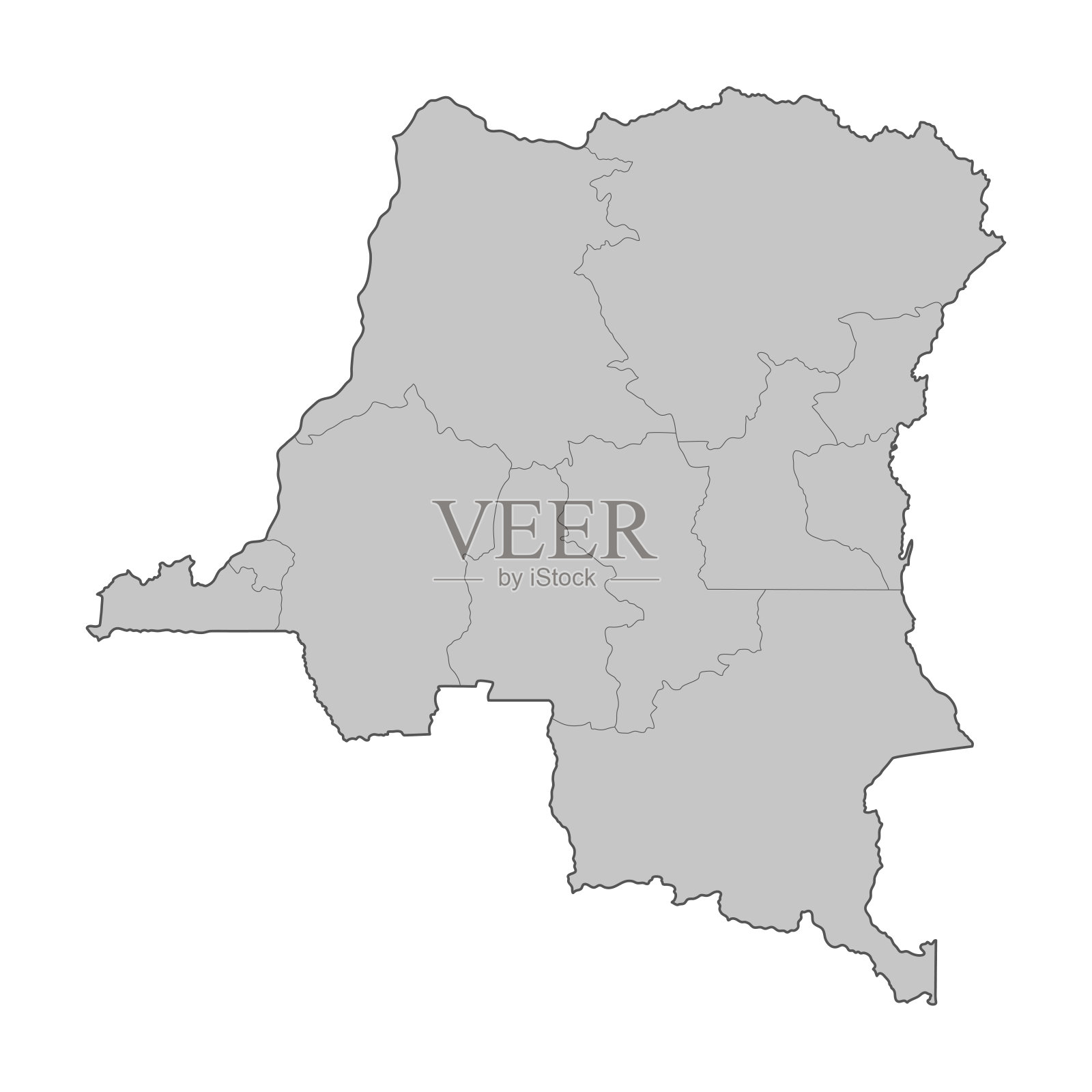 刚果民主共和国地图划分区域。略图。矢量插图。插画图片素材