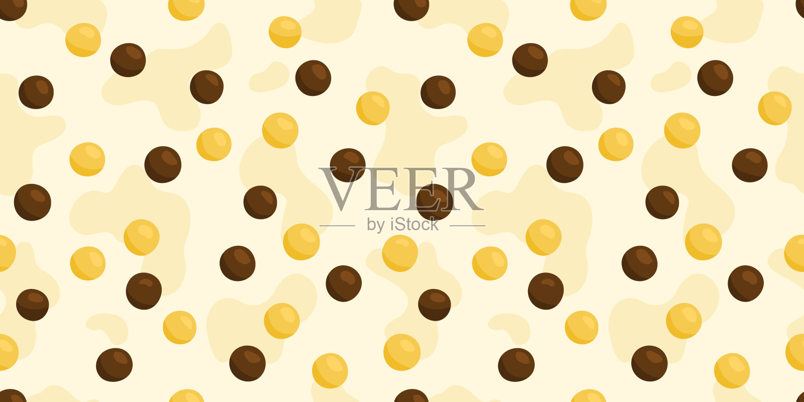 麦片牛奶早餐无缝模式。卡通巧克力燕麦片图案。可爱的背景与不同的甜玉米片。向量插画图片素材