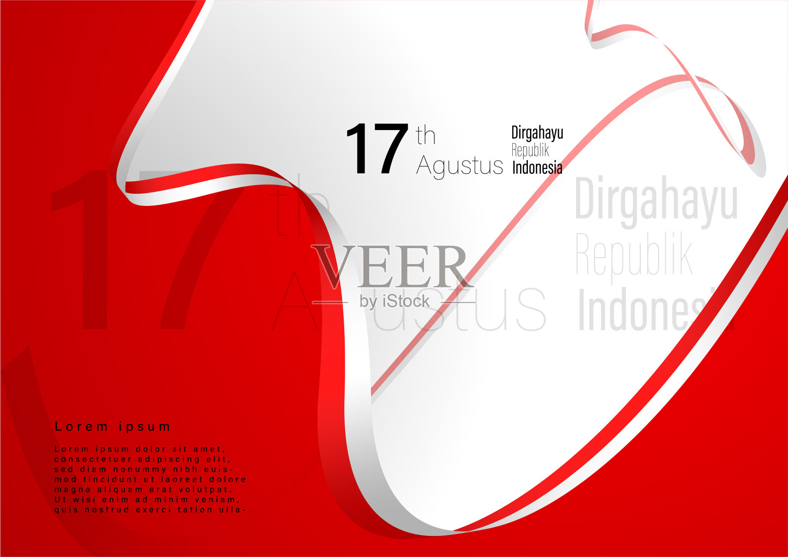 8月17日,印度尼西亚独立日背景为横幅、传单插画图片素材