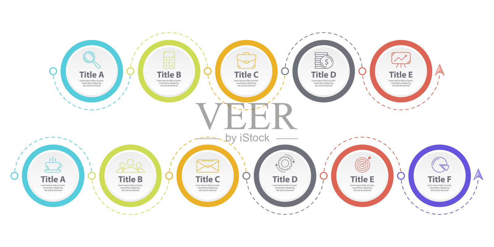 带有箭头的业务信息图模板。抽象矢量插图可用于布局、图表设计模板素材