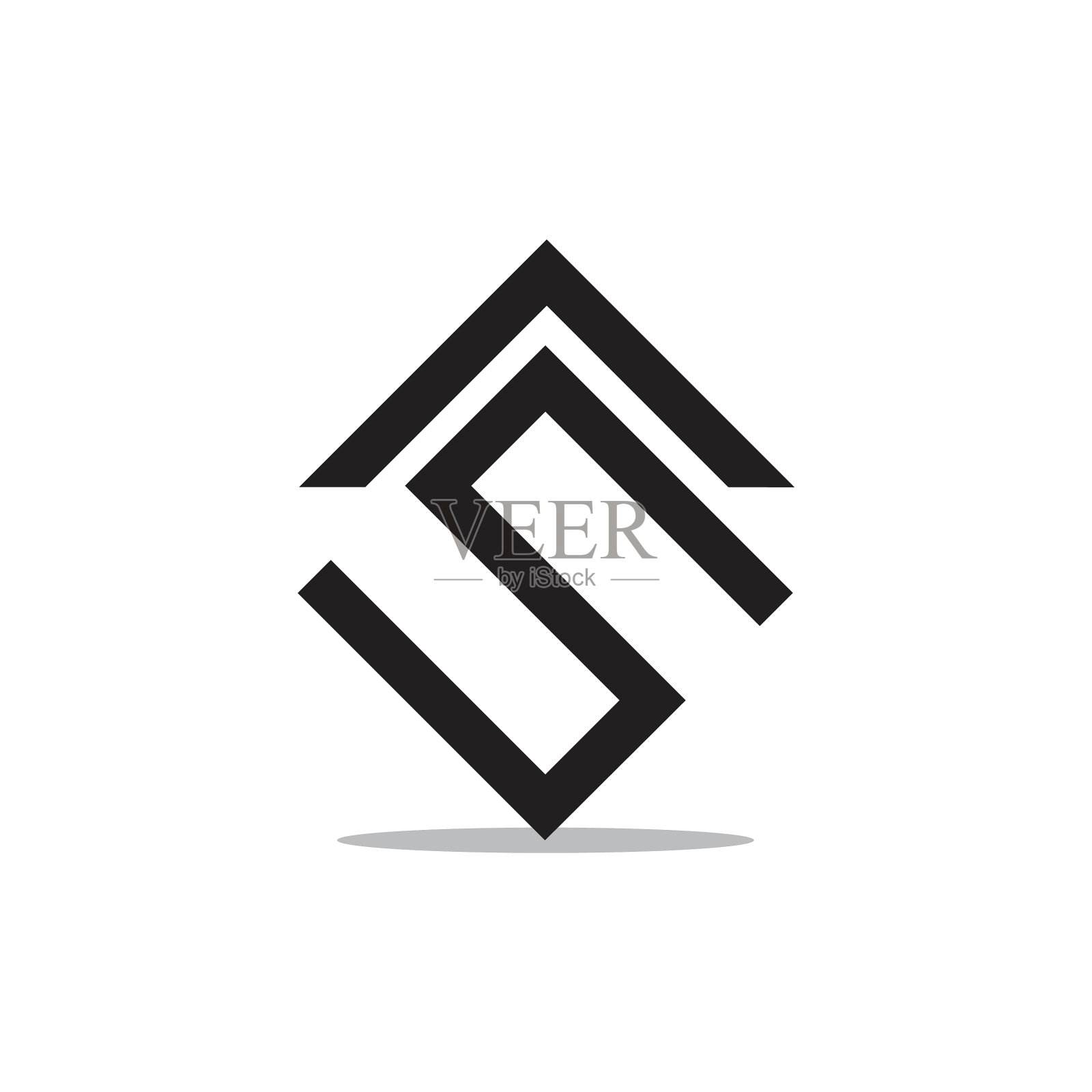 抽象字母的几何箭头标志图标素材