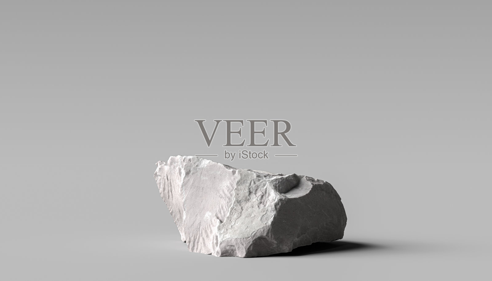 白色的石头孤立在灰色的房间场景,块岩石产品展示模型,3d渲染照片摄影图片