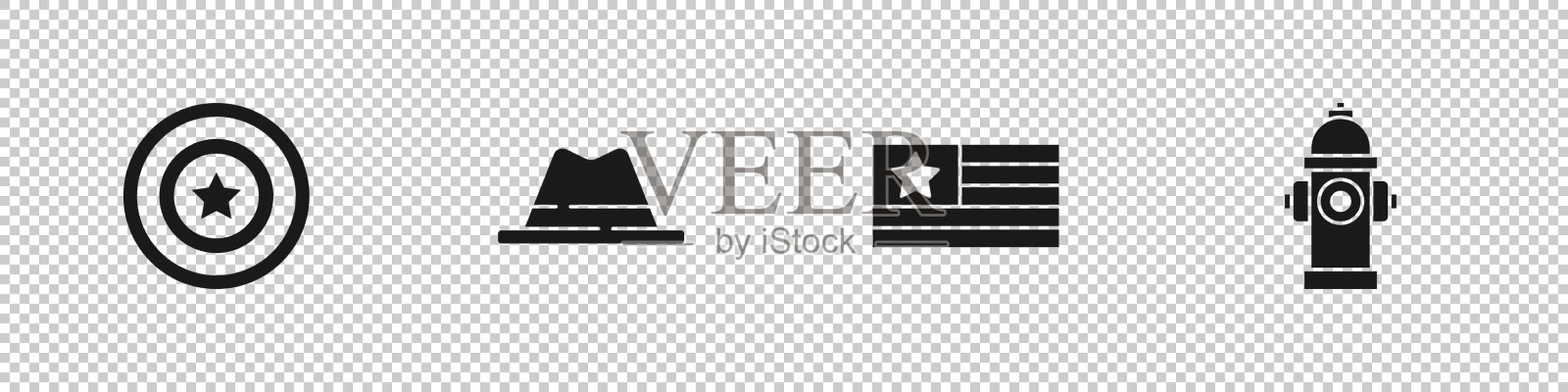 美国星盾男帽饰丝带图标素材