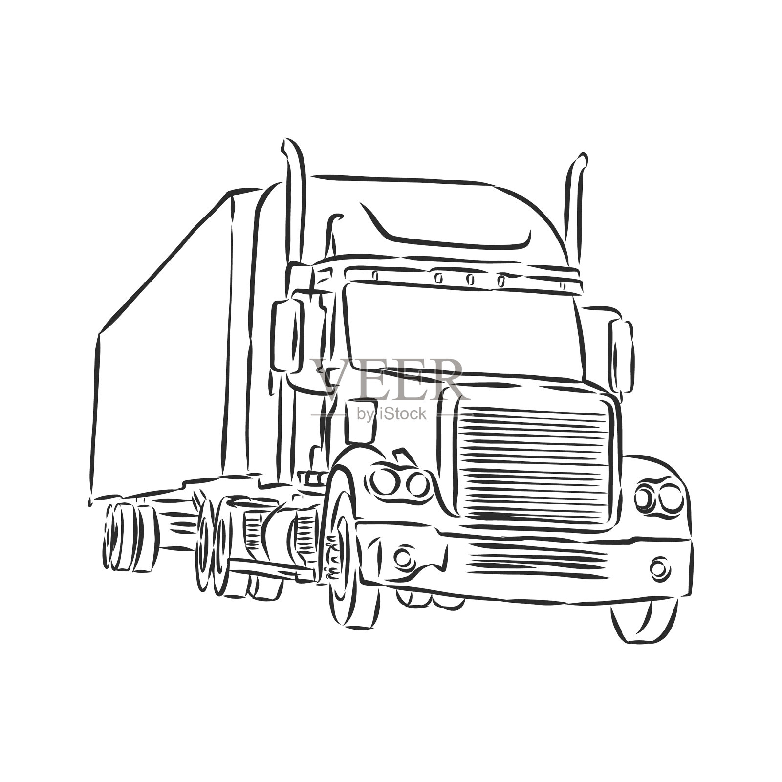 卡车符号草图在简单的线卡车草图插画图片素材