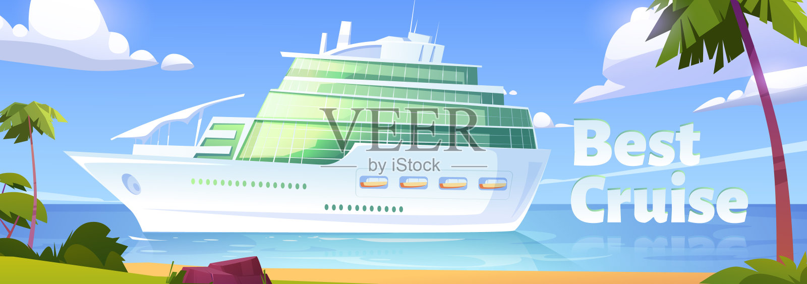 远洋邮轮,现代白船,帆船插画图片素材