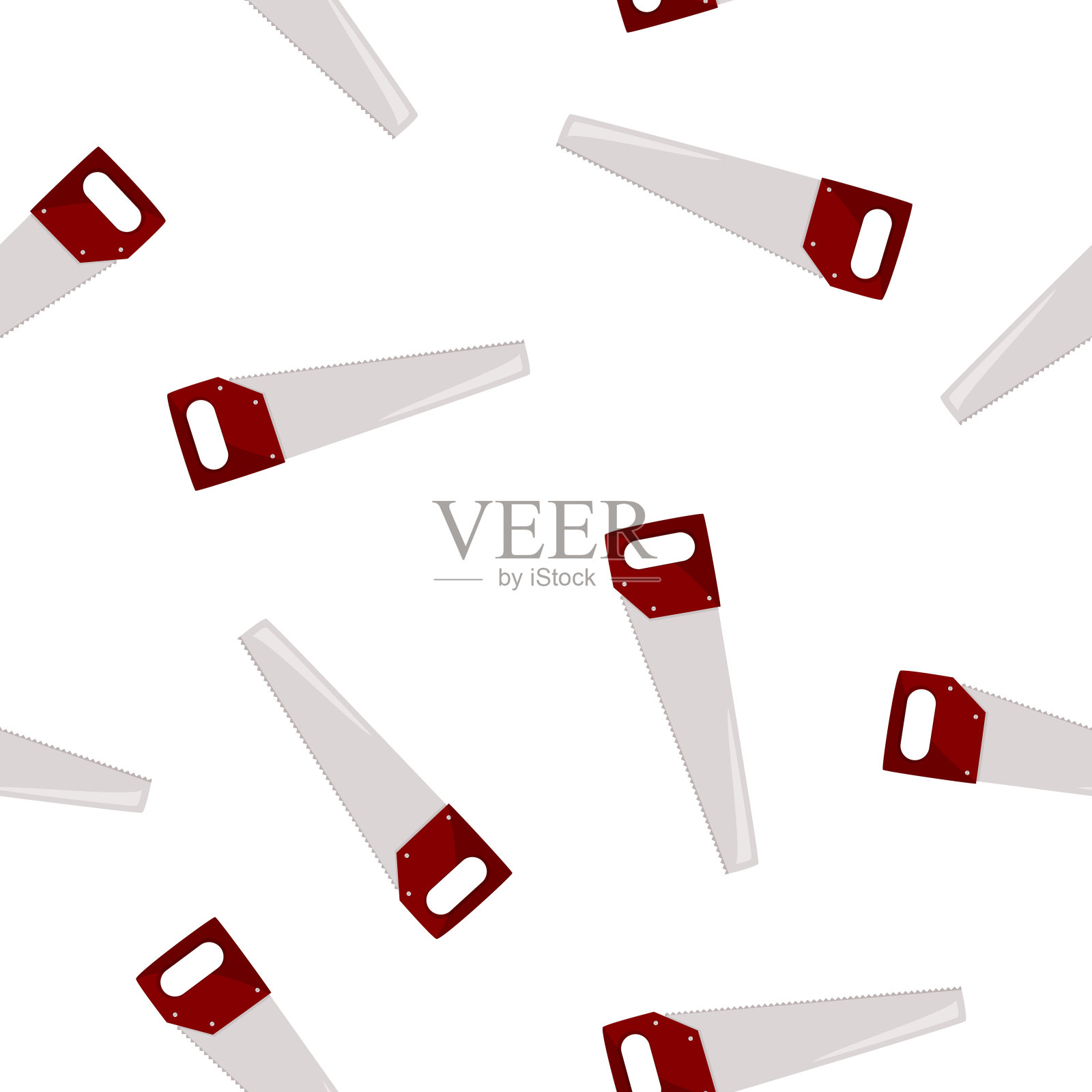 详细的背景与手锯。简单的矢量工具修复无缝模式。插画图片素材